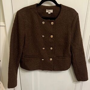 LOFT NWT Elegant Brown Double-Breasted Blazer L